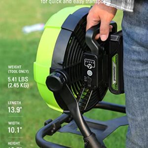 Greenworks 40V 10" (5-Speed) Fan (785 CFM), Hybrid (AC / DC), Battery Not Included