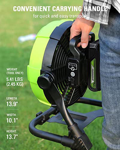 Greenworks 40V 10" (5-Speed) Fan (785 CFM), Hybrid (AC / DC), Battery Not Included