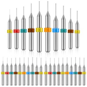 shank tungsten carbide micro drill bits set, tungsten steel pcb print circuit board flute cnc router bits for rough stone print circuit board jewelry engraving (30 pcs, 0.3-1.2 mm)