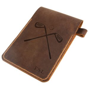 Turbosnail Personalized Golf Scorecard Holder Leather Hand Stitched, Yardage Book Holder, Golfers Gift, Gift for Him, Gift for Dad, Leather Golf Gifts