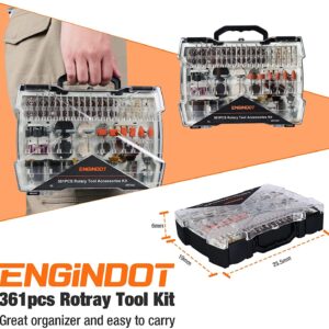 Rotary Tool Accessories Kit, ENGiNDOT 361 Pieces 1/8-Inch Diameter Shanks, Multifunctional Tools Universal Accessories for Easy Cutting, Grinding, Sanding, Carving, Polishing, Drilling