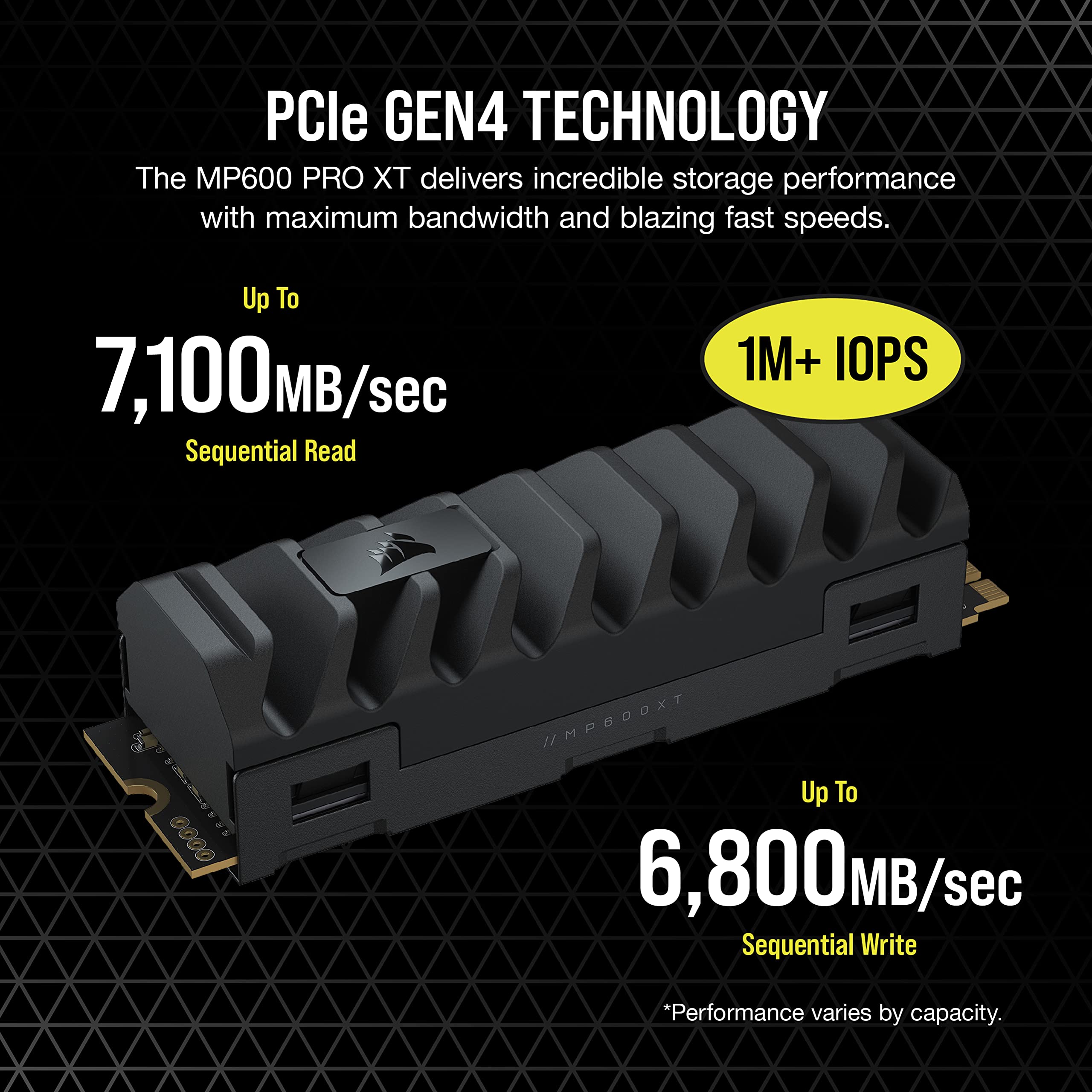 CORSAIR MP600 PRO XT Gen4 PCIe x4 NVMe M.2 SSD – High-Density TLC NAND – Aluminum Heatspreader – M.2 2280 Form-Factor