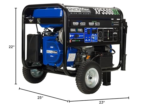 DuroMax XP5500DX 5,500-Watt/4,500-Watt 224cc Electric Start Dual Fuel Portable Generator w/CO Alert