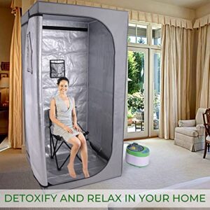 SereneLife SLISAU35GRY Portable Personal in-Home Detox Spa Steam Therapy Heated Sauna