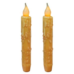 cvhomedeco. real wax hand dipped battery operated led timer taper candles rustic primitive flameless lights decor, 6-3/4 inch, orange, 2 pcs in a package