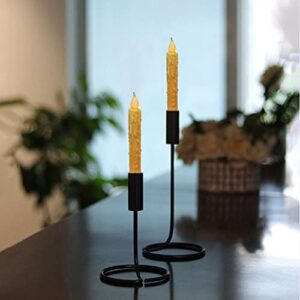 CVHOMEDECO. Real Wax Hand Dipped Battery Operated LED Timer Taper Candles Rustic Primitive Flameless Lights Decor, 6-3/4 Inch, Orange, 2 PCS in a Package