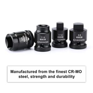 CASOMAN 8PCS 1/2-Inch Drive Pipe Plug Socket Set, Cr-Mo, SAE, Male/Female Set, 7/16", 1/2", 5/8", 9/16", Tapered Male Square Drive, Chamfered Female Square Drive