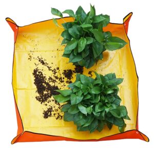 square meter plant repotting mat 39.4 inches indoor gardening transplanting plant waterproof foldable mat yellow