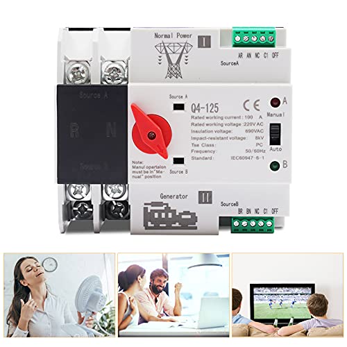 2P Automatic Transfer Switch, 110V Rated Operating Voltage, 100A Rated Operating Current 50HZ/60HZ GDAE10 Dual Power Mini Controller, 690V Insulation Voltage (2P PC Level)