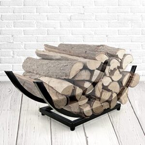 JUNSHUO Curved Firewood Rack （23-Inch/Black） Heavy Duty Small Firewood Holder for Fireplace，Indoor/Outdoor Log Rack Wood Holder