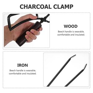 Happyyami 1pc Fireplace Carbon Clip Barbeque Tool Metal Tweezers Barbecue Tongs Household Tools Fire Tong Heavy Duty Bbq Garbage Tong Outdoor Grills Iron Charcoal Clamp Wood Food