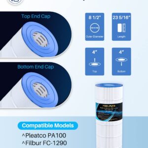 POOLPURE PLFC-8610 Pool Filter Replaces PA100, Ultral-D1, Unicel C-8610, C-7487, Filbur FC-1290, Hayward CX1100-RE, Hayward c1100, 100 Sq.ft Filter Cartridge 1PACK