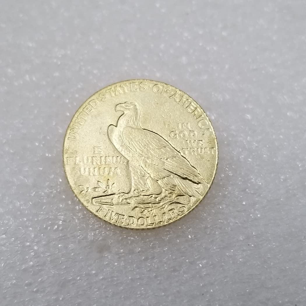 Kocreat Copy 1909-D Indian Head Eagle Gold Coin Five Dollars-Replica USA Souvenir Coin Lucky Coin Hobo Coin Morgan Dollar