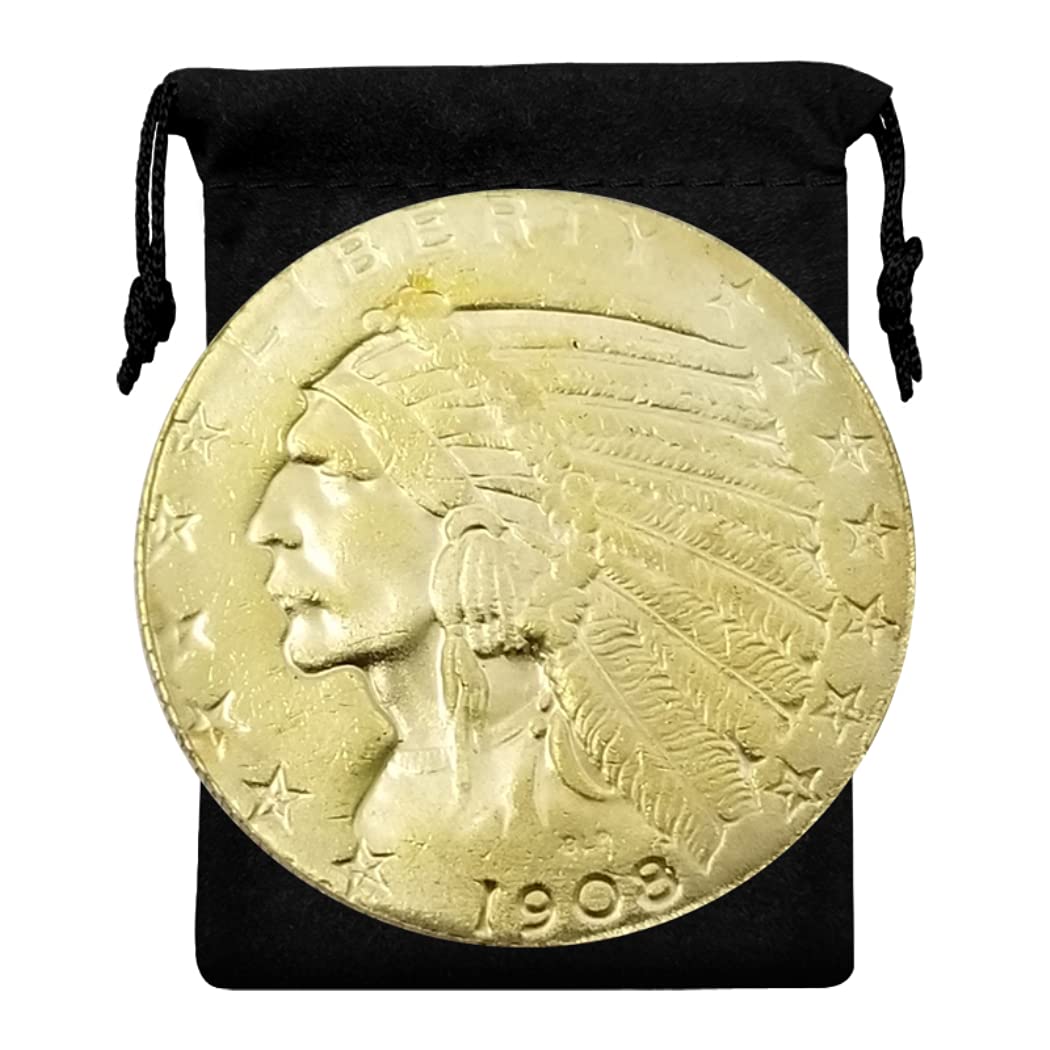 Kocreat Copy 1908-P Indian Head Eagle Gold Coin Five Dollars-Replica USA Souvenir Coin Lucky Coin Hobo Coin Morgan Dollar Collection