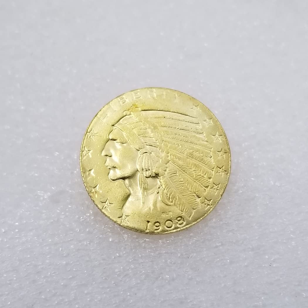Kocreat Copy 1908-P Indian Head Eagle Gold Coin Five Dollars-Replica USA Souvenir Coin Lucky Coin Hobo Coin Morgan Dollar Collection