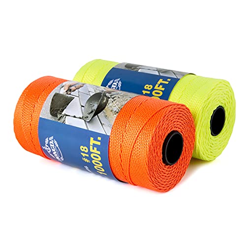 HONGDA Mason Line, 1000 Feet #18 Braided Nylon Mason line String Perfect for Masonry Jobs and for The Layout of General Construction, Gardening, DIY Project, Fluorescent Orange