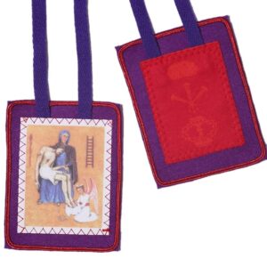 Wool Scapulars Catholic - Purple Scapular of Benediction and Protection - Scapular of Marie Julie Jahenny - Scapulars Catholic Necklace - Escapularios Catolicos Purple Scapular