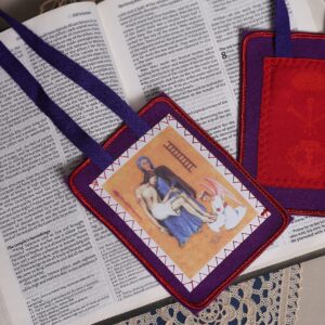 Wool Scapulars Catholic - Purple Scapular of Benediction and Protection - Scapular of Marie Julie Jahenny - Scapulars Catholic Necklace - Escapularios Catolicos Purple Scapular