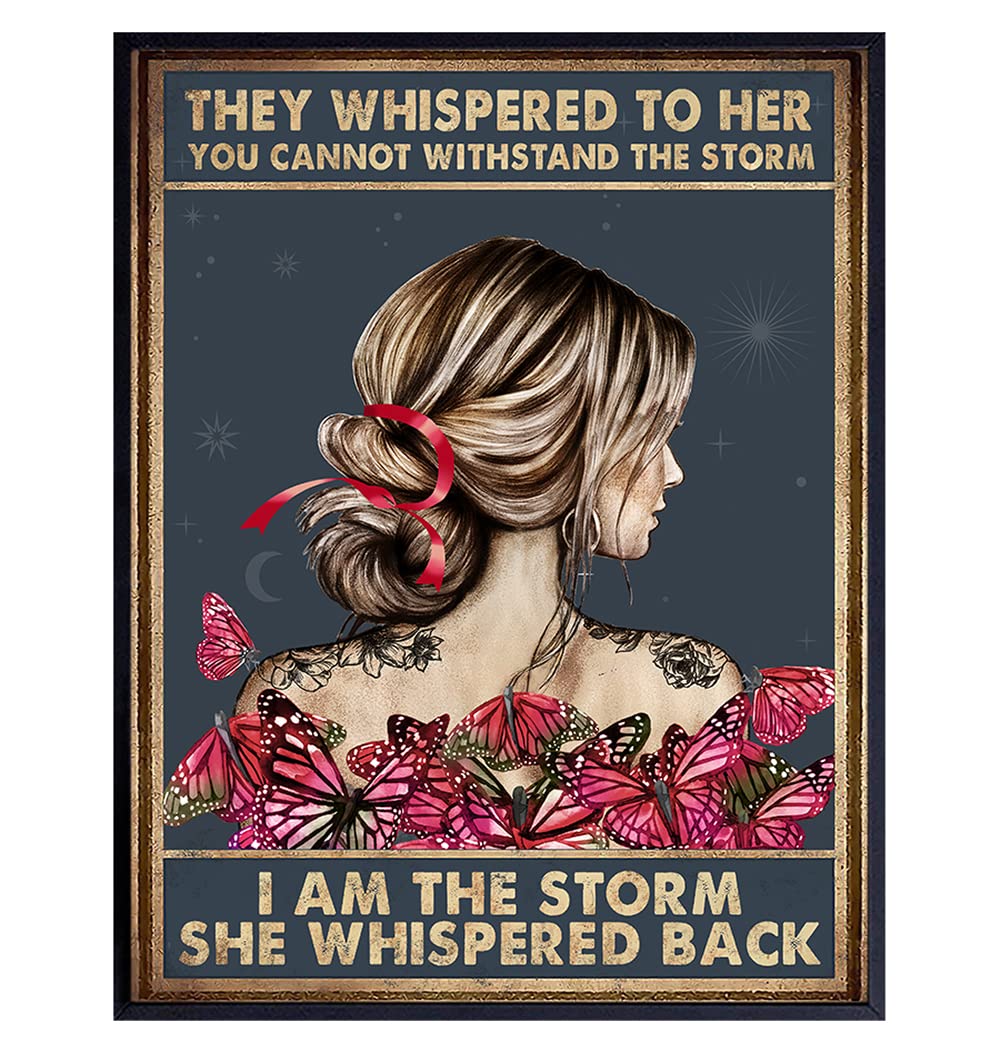 Inspirational Wall Art & Decor -LARGE 11x14- They Whispered to Her You Cannot Withstand The Storm Decor - She Whispered Back I Am The Storm - Boho Art - Positive Quotes - Encouragement Gifts for Women