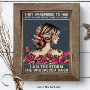 Inspirational Wall Art & Decor -LARGE 11x14- They Whispered to Her You Cannot Withstand The Storm Decor - She Whispered Back I Am The Storm - Boho Art - Positive Quotes - Encouragement Gifts for Women