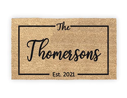 Personalized Last Name Coir Coconut Husk Doormat Door Mat 18x30 or 24x36 (18"x 30")