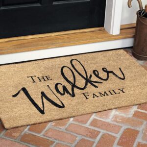 Personalized Family Name Coir Coconut Husk Doormat Door Mat 18x30 or 24x36 (18"x 30")