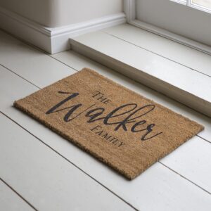 Personalized Family Name Coir Coconut Husk Doormat Door Mat 18x30 or 24x36 (18"x 30")