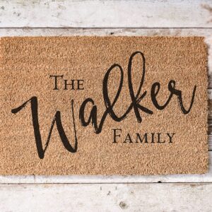 Personalized Family Name Coir Coconut Husk Doormat Door Mat 18x30 or 24x36 (18"x 30")