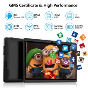 ZONKO 2022 Upgraded Android 11 Tablet 7 inch 2GB RAM 32GB ROM 128GB Expandable Storage Quad Core Dual Camera Wi-Fi Bluetooth Play Store 3D Game Supported GMS Certified (Black)