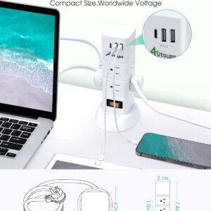 Alitayee Power Strip Tower, Tower Surge Protector Power Strip with 6 AC Outlets and 3 USB ports, Vertical Power Strip with Switch, Flat Plug and 6ft Extension Cord for Home Office Café Shop Dorm 1080J
