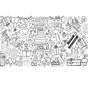 huge birthday coloring banner - 36 x 72 inches giant paper coloring poster paper tablecloth for kids parties