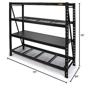 DEWALT 41660 DXST10000BLK 4-Shelf Industrial Storage Rack - 77”W x 24”D x 72”H, Black