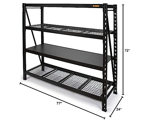 DEWALT 41660 DXST10000BLK 4-Shelf Industrial Storage Rack - 77”W x 24”D x 72”H, Black