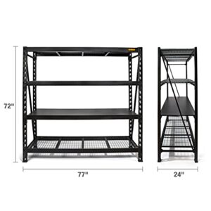 DEWALT 41660 DXST10000BLK 4-Shelf Industrial Storage Rack - 77”W x 24”D x 72”H, Black