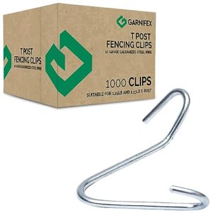 t post fence clips 1000 | wire fence clips | fencing clips for securing non electric fencing to t-posts with pre cut galvanized metal for easy attachment (1000 clips bulk t post clips)