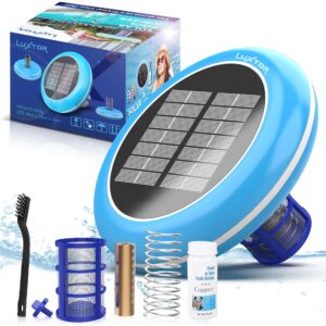 luxtor solar pool ionizer, cleaner, and purifier restores clear, chlorine-free water, long lasting anode for 35,000 gallons, natural shock for swimming areas, smart replacement