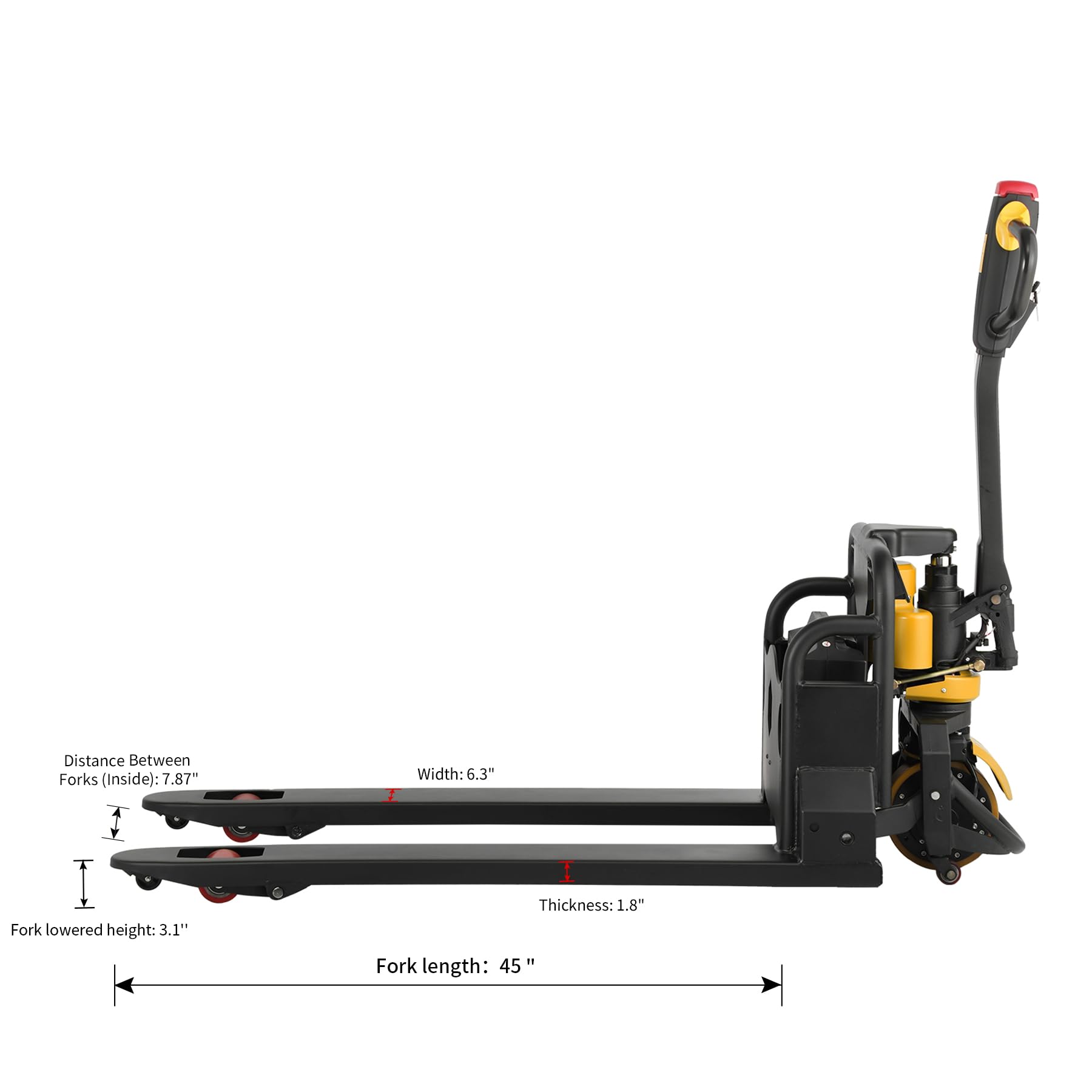 Xilin Electric Powered Pallet Jack 3300lbs Capacity Lithium Battery Walkie Pallet Truck 45"x21" Fork Size with Extra Lithium Battery