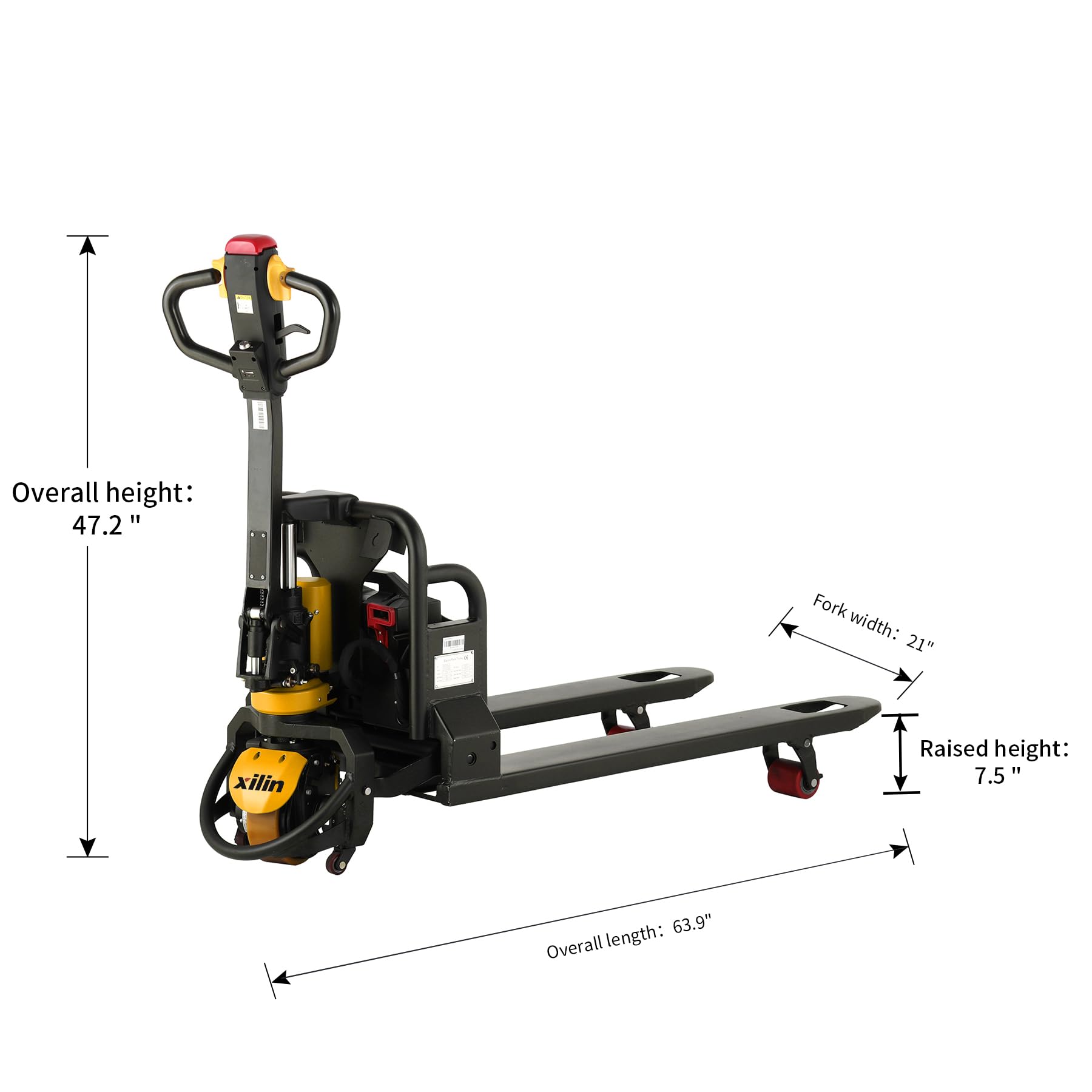 Xilin Electric Powered Pallet Jack 3300lbs Capacity Lithium Battery Walkie Pallet Truck 45"x21" Fork Size with Extra Lithium Battery