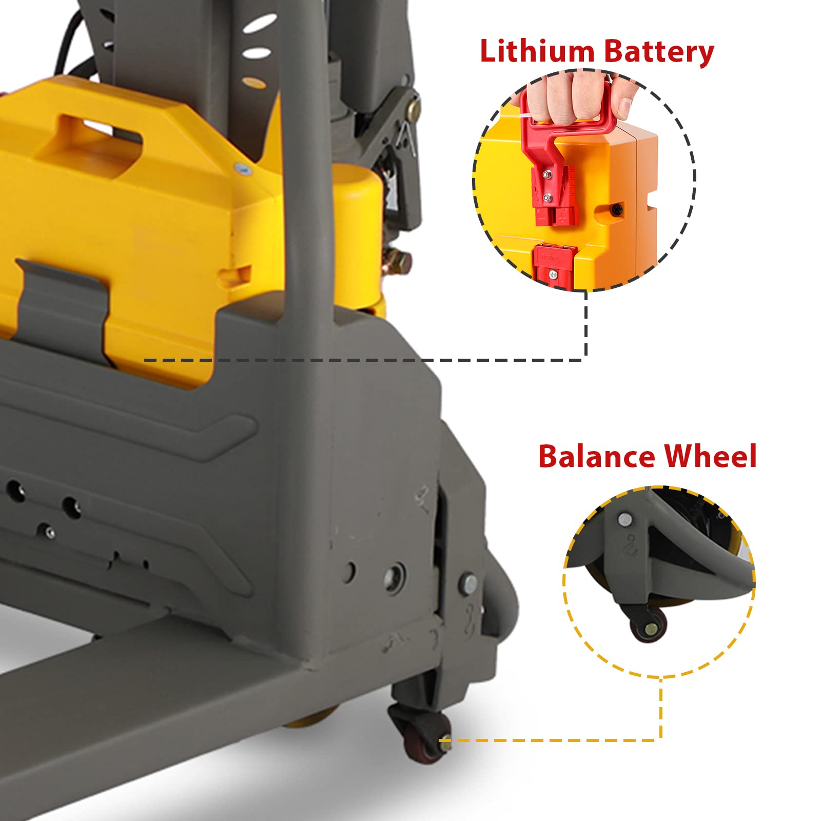 Xilin Electric Powered Pallet Jack 3300lbs Capacity Lithium Battery Walkie Pallet Truck 45"x21" Fork Size with Extra Lithium Battery