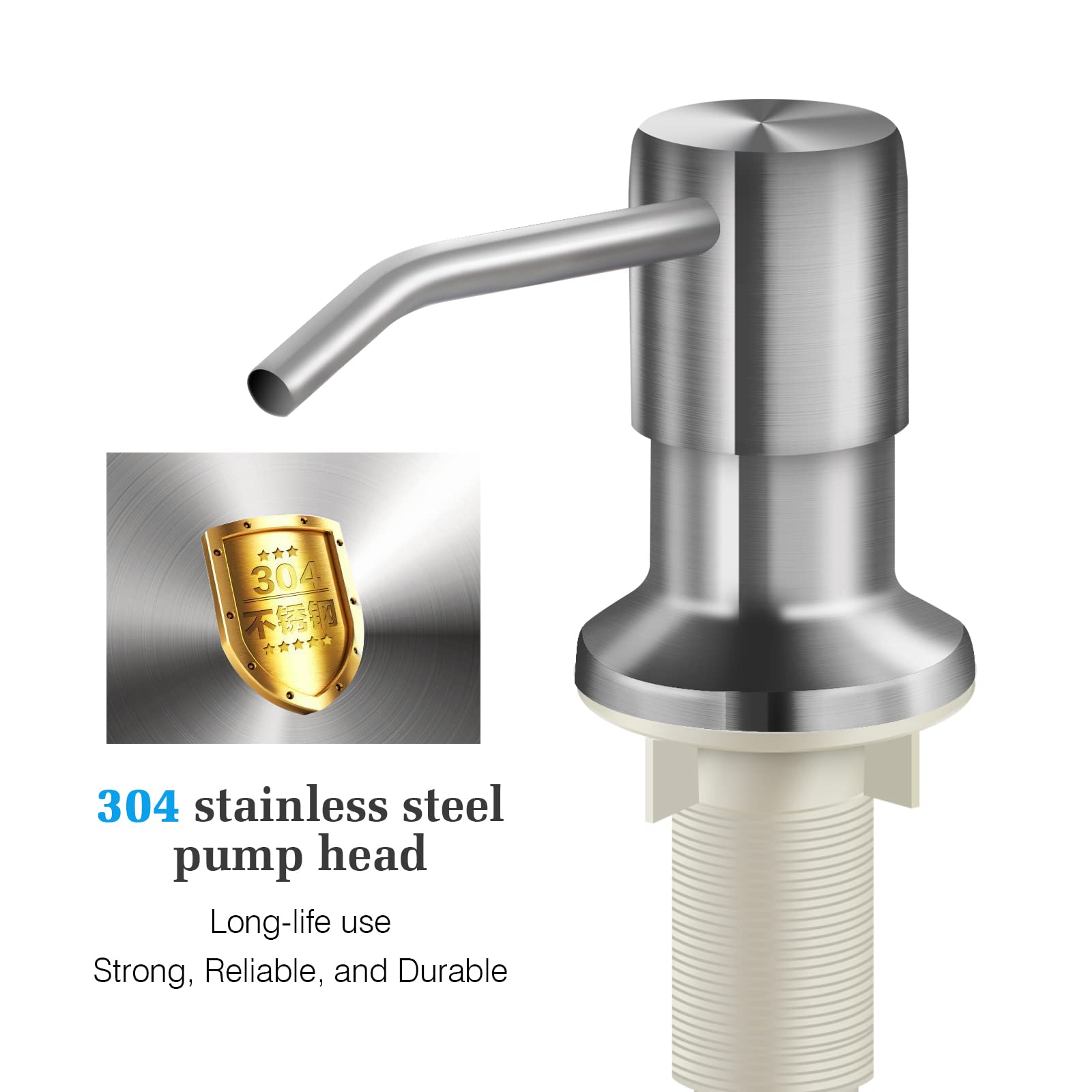 Soap Dispenser for Kitchen Sink and Extension Tube Kit, Stainless Steel Soap Dispenser with 47 Inches Tube Connects Directly to Soap Bottle, Hand and Dish Soap Dispenser Pump （Brushed Nickel）