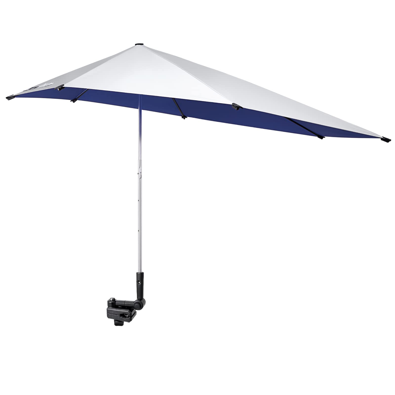 G4Free UPF 50+ Height Adjustable Chair Umbrella with Universal Clamp for Beach Chair, Golf Cart, Wheelchair, Stroller, Bleacher, Patio (Blue)