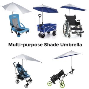 G4Free UPF 50+ Height Adjustable Chair Umbrella with Universal Clamp for Beach Chair, Golf Cart, Wheelchair, Stroller, Bleacher, Patio (Blue)