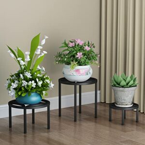 zhongma set of 3 metal plant stand for heavy potted plant, 220 lbs capacity & heavy duty construction, low plant stand for home indoor and outdoor, sturdy plant stand without installation required