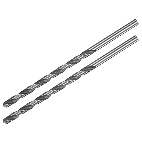 uxcell HSS(High Speed Steel) Straight Shank Jobber Twist Drill Bit 6.5mm Drill Diameter Extension 160mm Length for Hardened Metal Woodwork Plastic Aluminum Alloy 2 Pcs