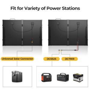 BougeRV 120W Portable Solar Panel, with Suitcase, Self-Supportable Kickstand, Foldable Lightweight Solar Charger for Outdoor Generator Power Station, RV, Camping Off-Grid Black