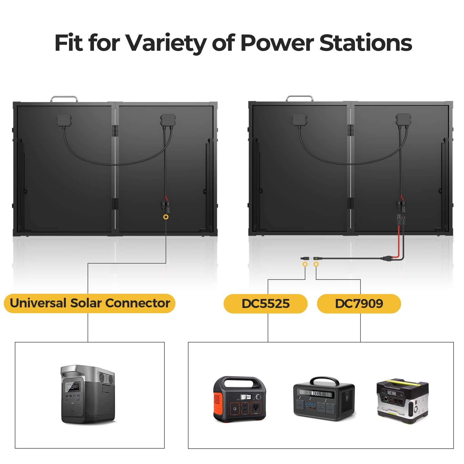 BougeRV 120W Portable Solar Panel, with Suitcase, Self-Supportable Kickstand, Foldable Lightweight Solar Charger for Outdoor Generator Power Station, RV, Camping Off-Grid Black