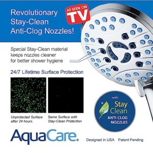 AquaCare AS-SEEN-ON-TV High Pressure 50-mode Rain & Handheld 3-way Shower Head Combo - Anti-clog Nozzles/Tub, Tile & Pet Power Wash/Extra Long 6 ft. Stainless Steel Hose/All Chrome Finish