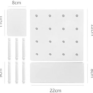 HGYZE Plastic Pegboard Wall Organizer, White, 22 x 22 x 1.5 in, Includes 4 Wall Shelves, 8 Hanging Boards, 24 Hooks