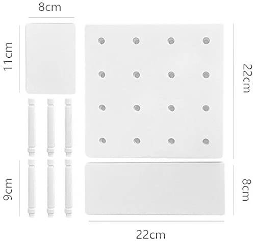 HGYZE Plastic Pegboard Wall Organizer, White, 22 x 22 x 1.5 in, Includes 4 Wall Shelves, 8 Hanging Boards, 24 Hooks