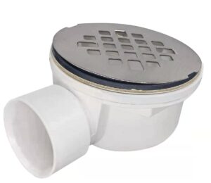 bluevue 2.0" replacement shower base drain, pvc 2.0" side outlet drain (brushed nickel)